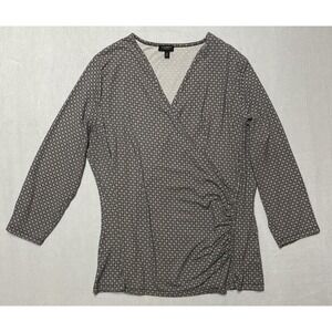 Talbots Top  Women 1Xp Brown  3/4 Sleeve  V Neck  Lightweight  Casual